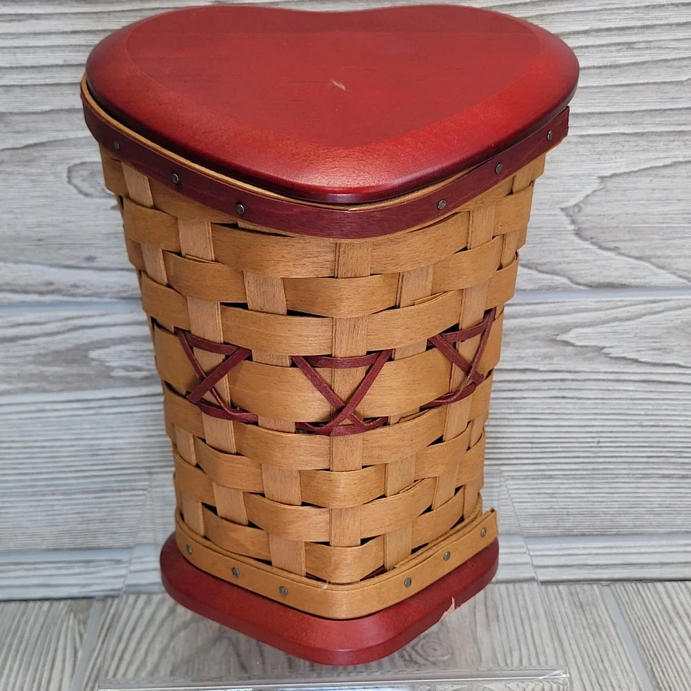 Longaberger Sweetheart True Love Basket 2008 Red Heart Lid Protector Primitive